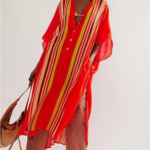 Free People Tops - Free People Red and Olive Shirt